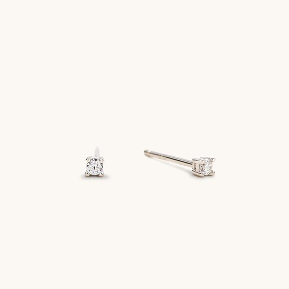 925 Sterling Silver 4 Prong Cubic Zirconia Stud Earrings for Women, Hypoallergen - Picture 3 of 5